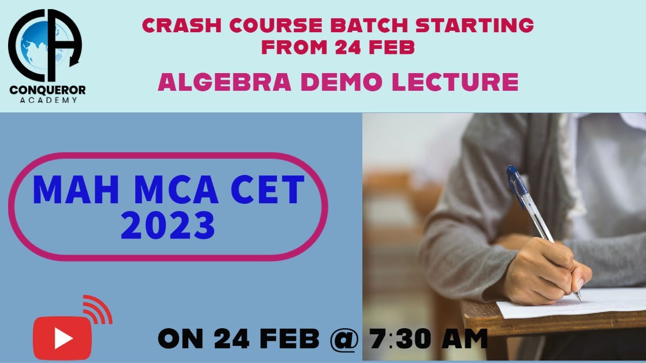 ALGEBRA DEMO LECTURE I CRASH COURSE I MAH MCA CET 2023