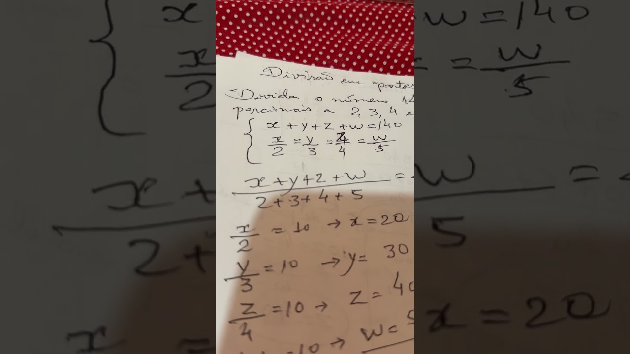 Matemática 6 série-Divisão em partes proporcionais 