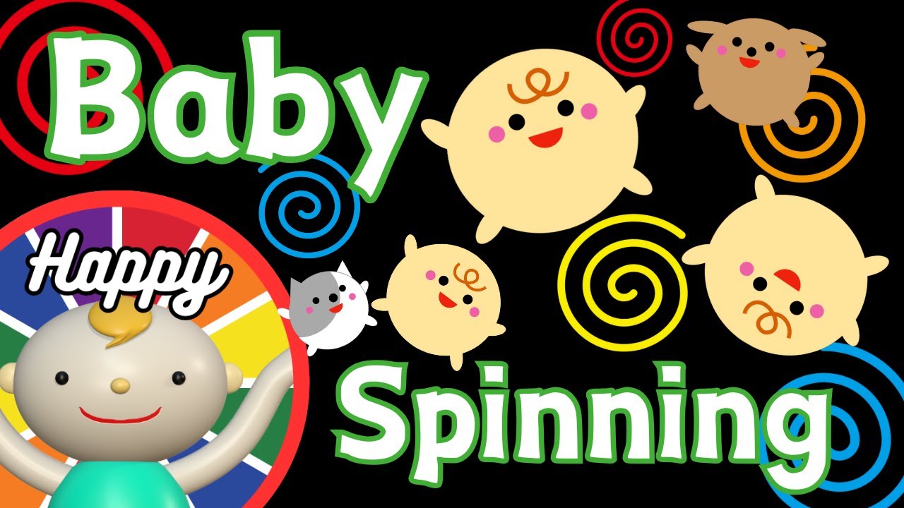 Baby Sensory.【Baby Spinning】👶🌀🐶😺High contrast animation with cute sounds. Calm baby.