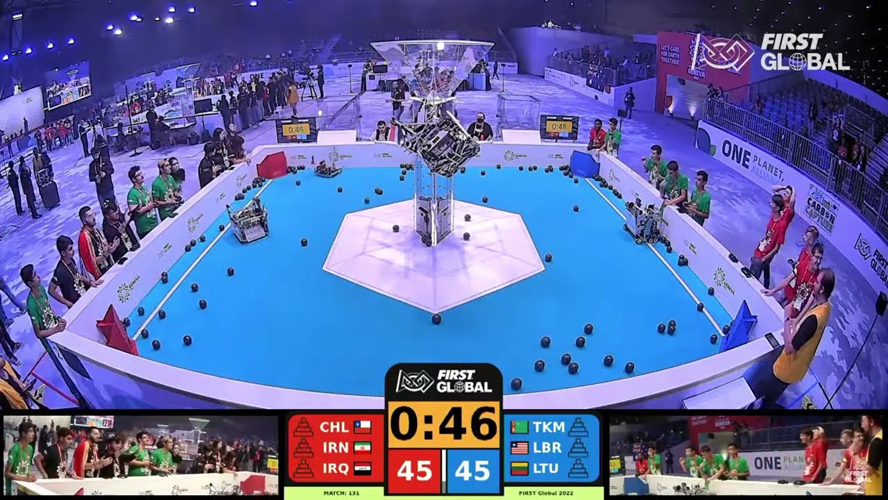 Lituanica X. Wow game! 2 robots climbed on the same bar. 2022 FIRST Global Challenge Day 2