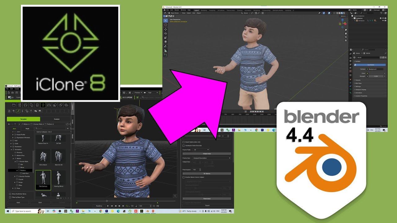 iClone - Blender 4.4 - Учебное пособие по 3D-анимации #blender #iclone #3danimation #tutorial