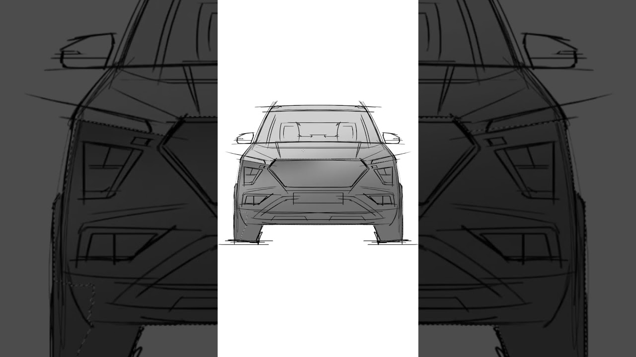 Car illustration Hyundai Creta, car drawing process