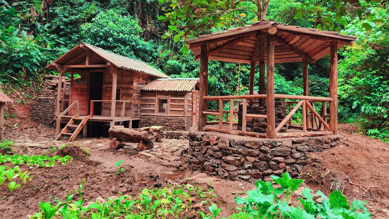 Build a house from start to finish, alone in the forest