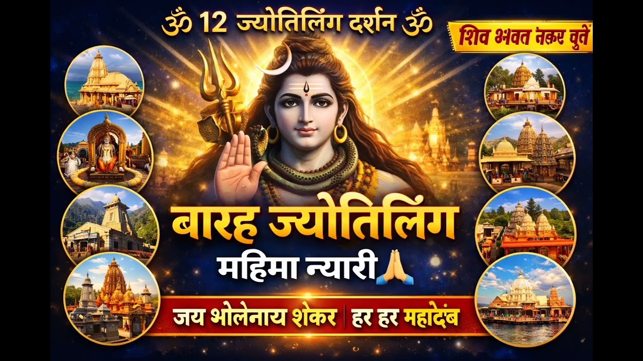 बारह ज्योतिर्लिंग महिमा न्यारी 🙏 | जय भोलेनाथ शंकर | 12 Jyotirlinga Bhajan | Har Har Mahadev 🕉️🔥