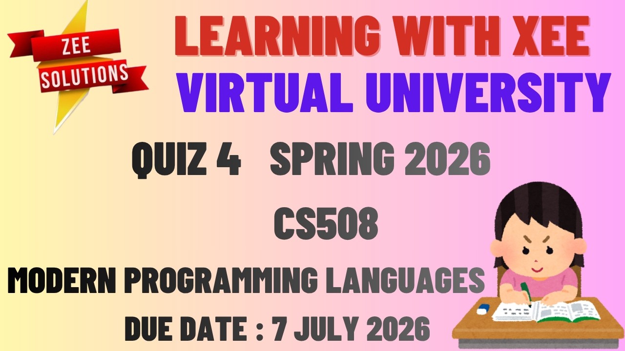CS508 Modern Programming Languages Quiz 4 Spring 2026 Virtual University of Pakistan