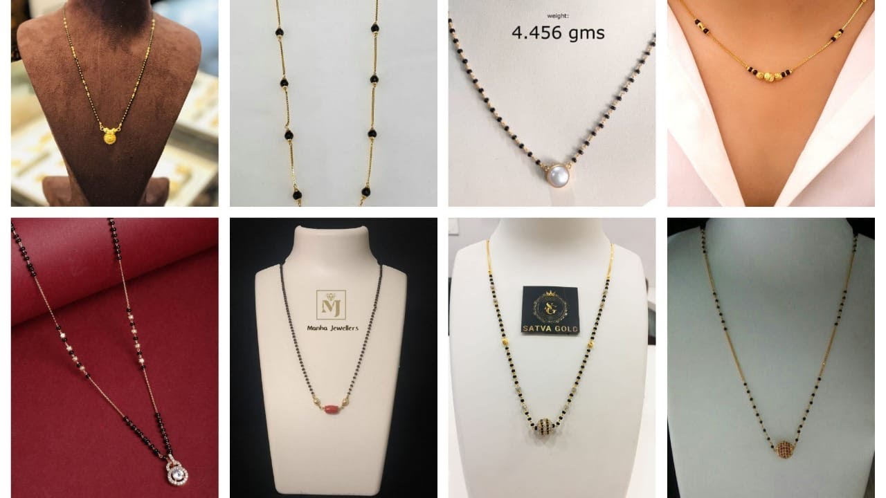 Lightweight Short BlackBeads Below 7grams||Gold Mangalsutra Designs|| Simple nallapoosalu