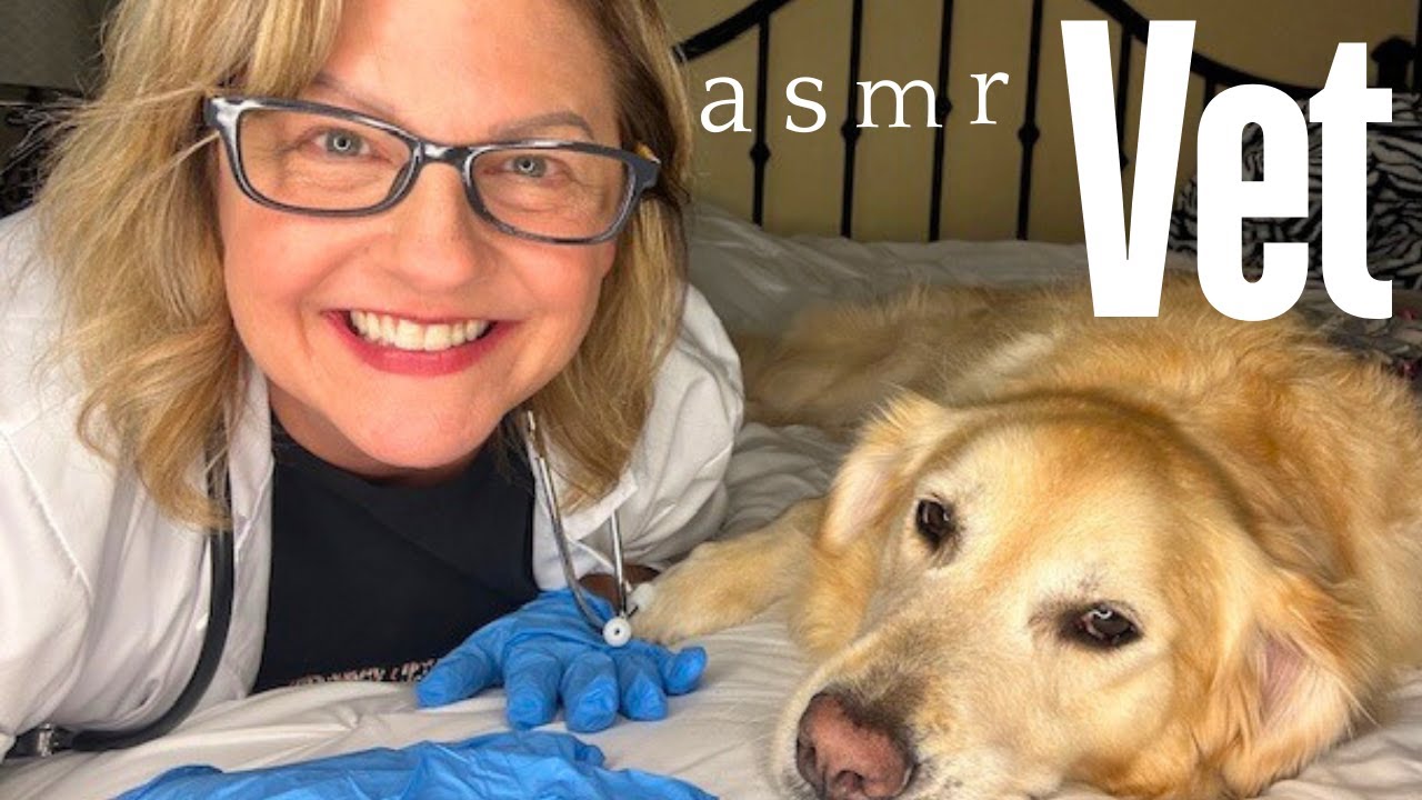 ASMR | Vet Roleplay with Your Golden Retriever | Real Dog Exam 🤣🌸💗 Keyboard Sounds, Eating PB, Exam
