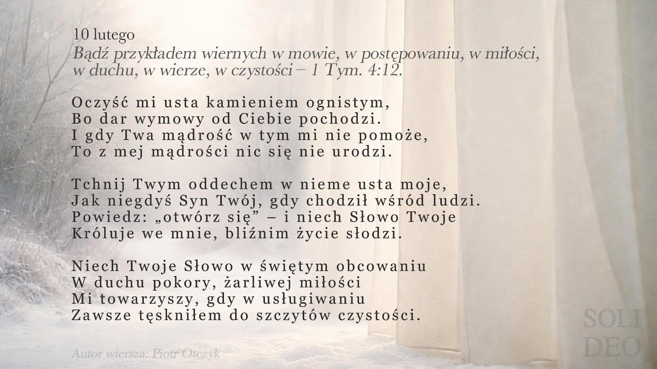 🕊️ 10 lutego – Wiersze na każdy dzień | #SoliDeohonoretgloria-JHWH