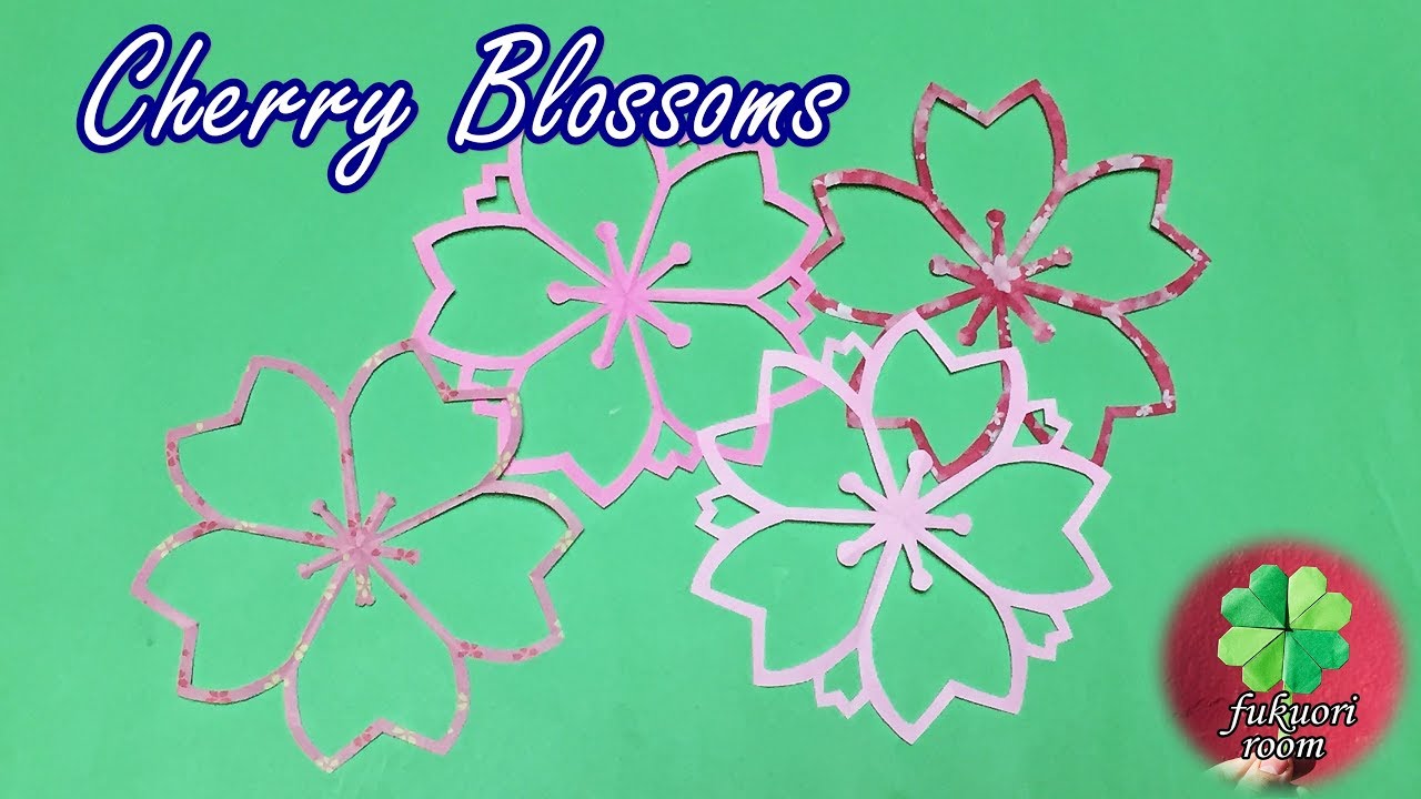切り絵の簡単でかわいい作り方　1枚で春の花「桜」 の折り紙 / fukuoriroom
