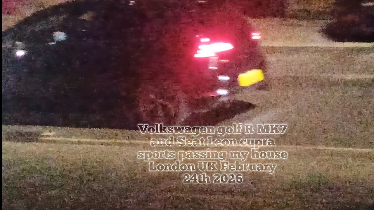 Volkswagen Golf R MK7 and Seat Leon cupra sports passing my house London UK February 24th 2026 