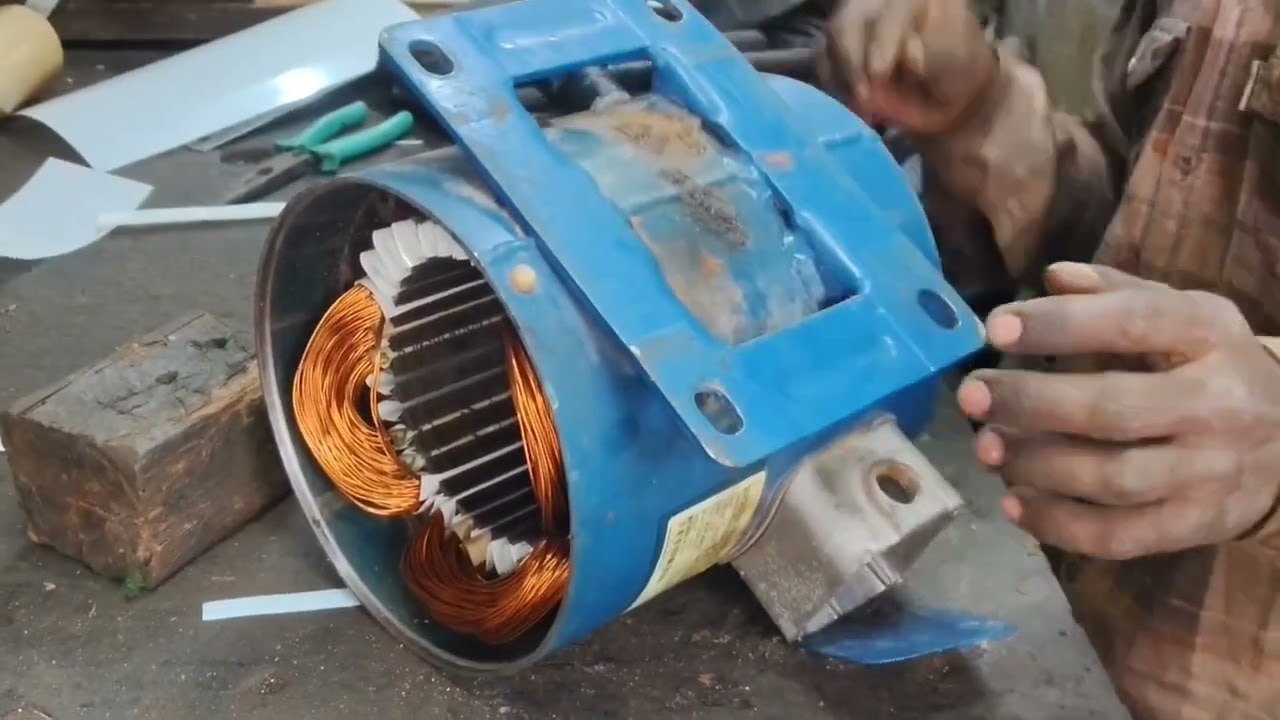 Single phase 2 HP induction motor rewinding Crompton ful video Mumbai mein motor kahan banaa ai