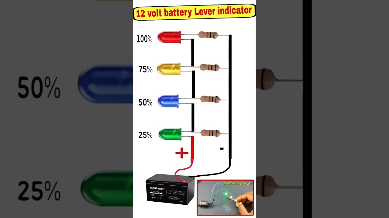 How to make 12 volt battery level indicator || battery level kaise banaye #battery #shorts #viral