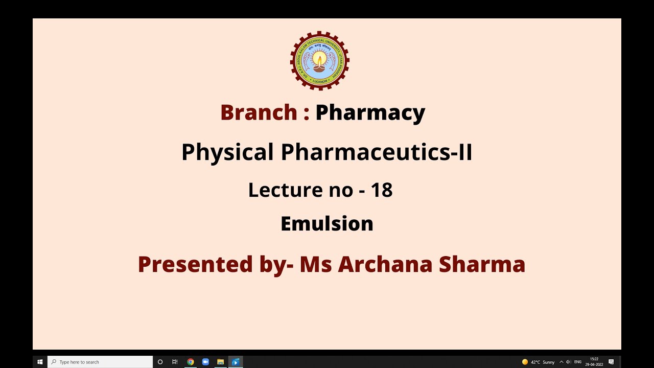 Physical Pharmaceutics –II | Emulsion | AKTU Digital Education