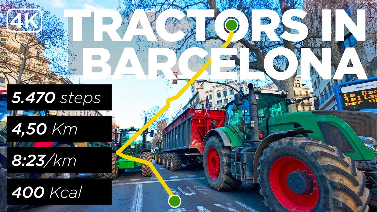 26 02 07 — Las Ramblas to Parc del Clot — tractors on Gran Via | 4.5 km at 8:23/km