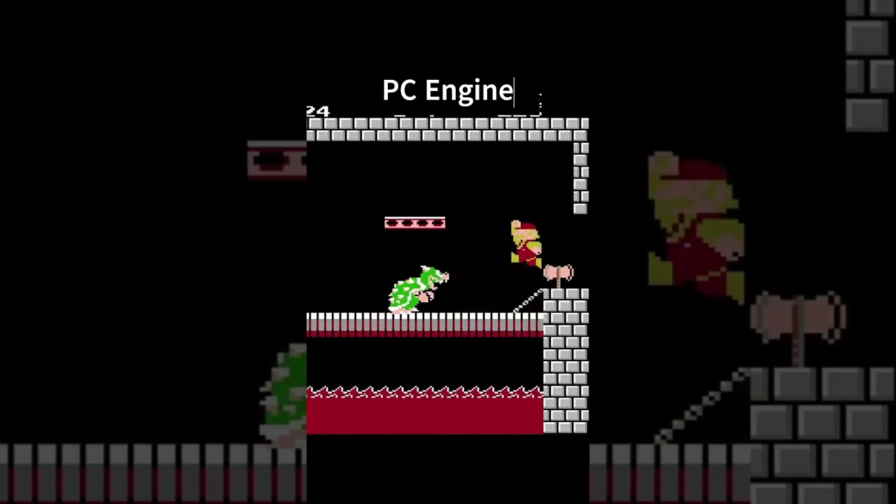 Evolution of Mario Destroying the Bridge in Super Mario Bros.1
