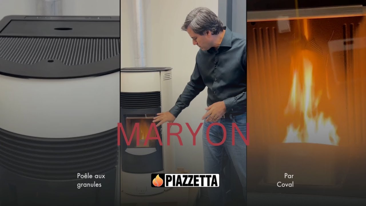 Poêle aux granules Maryon avec technologie « Direct-Vent » de Piazzetta, chez Coval