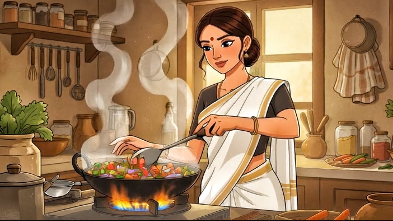 A Cozy 90s Indian Village Kitchen in the Rain | A Heartwarming Family Story