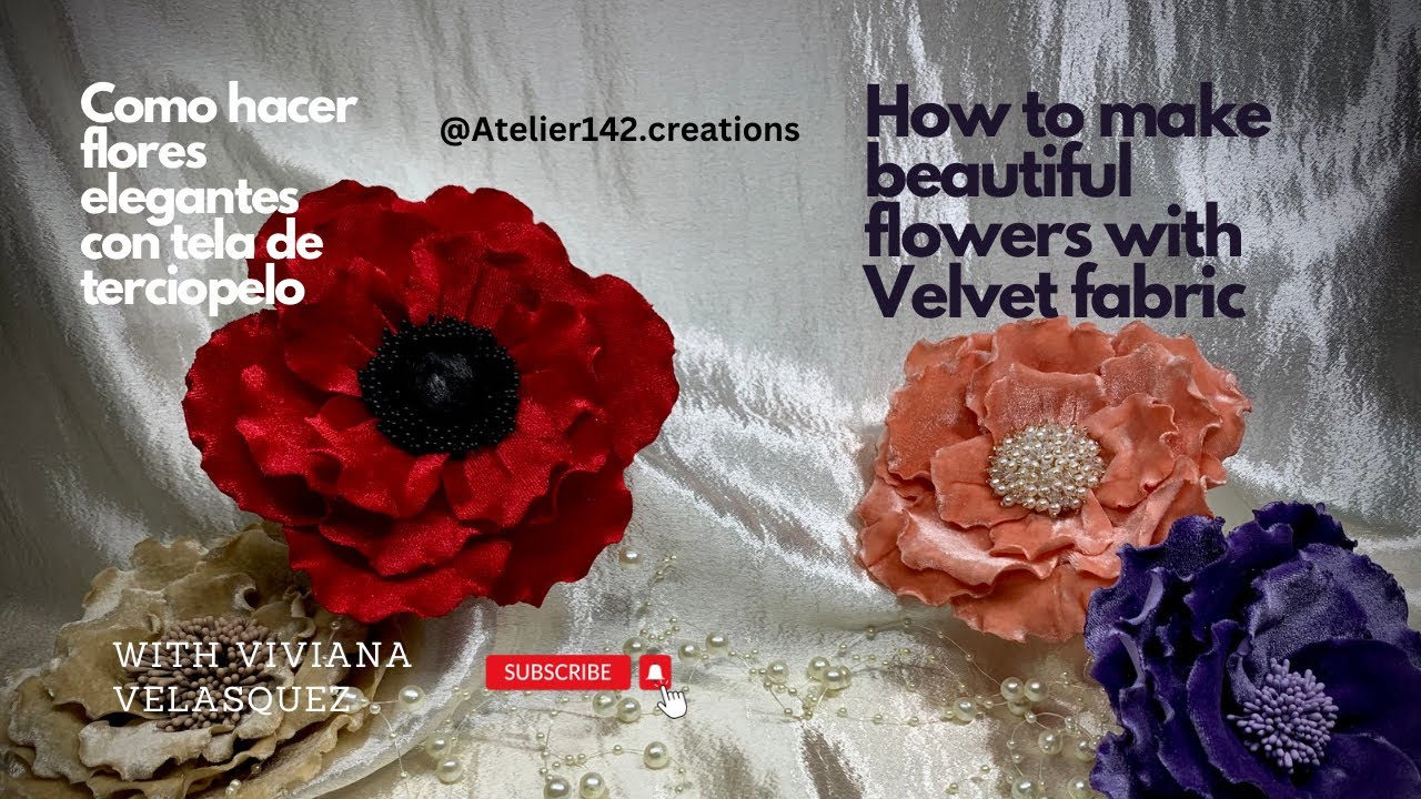 Como hacer flores elegantes con Terciopelo/How to make beautiful flowers with Velvet fabric 