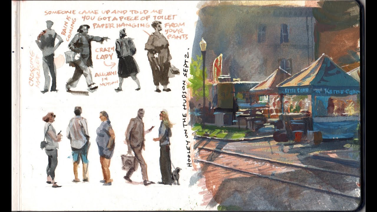 Watercolor and Gouache Techniques for Streetcorner Sketching