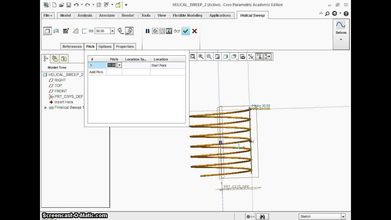 Creo Tutorial #4: Helical Sweep