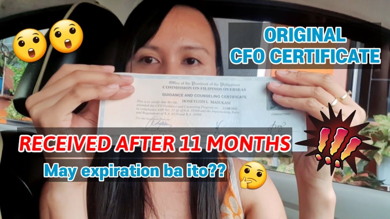MAY EXPIRATION BA ANG CFO CERTIFICATE | GAANO KATAGAL MAKUHA