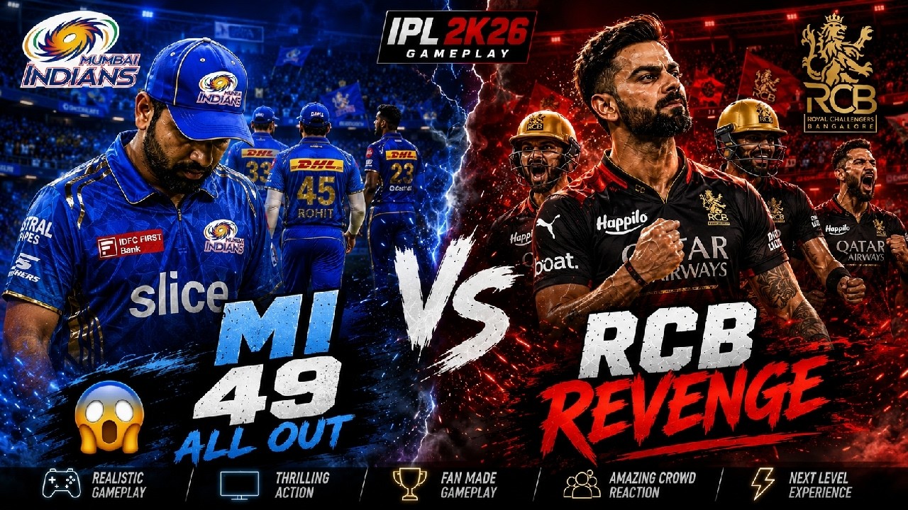 RCB 49 ALL OUT REVENGE ON MI IN IPL CRICKET GAME LIVE #shorts #shortsfeed