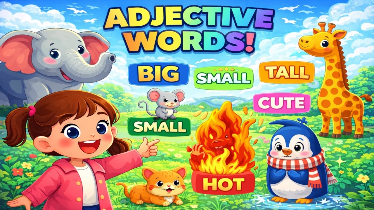 🧠Fun Adjectives Words For Kids: 🎈🌈 Early Learning Made Fun & Easy!