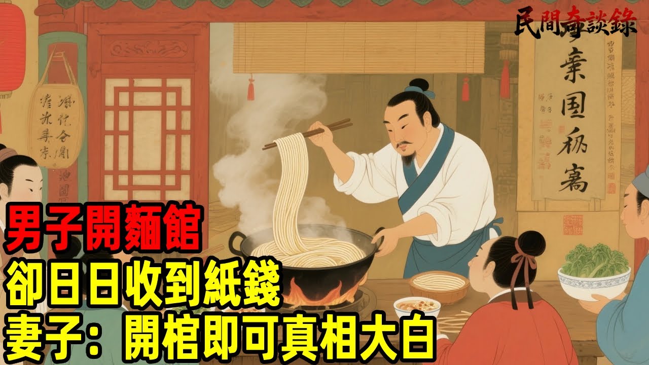 男子開麵館，卻日日收到紙錢，妻子：開棺即可真相大白...【民間奇談錄】#民間故事 #台灣傳說 #懸疑故事 #銀髮頻道 #懷舊故事 #助眠故事