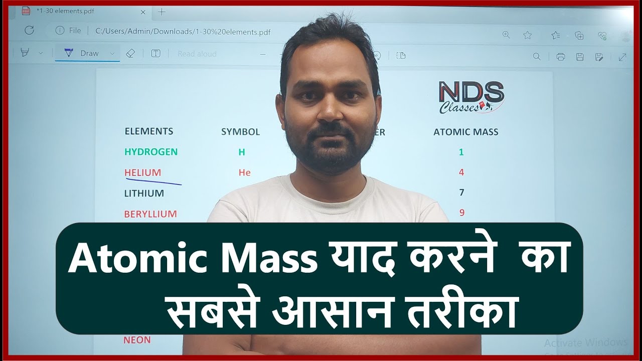 Easiest method to learn atomic mass from hydrogen to zinc,