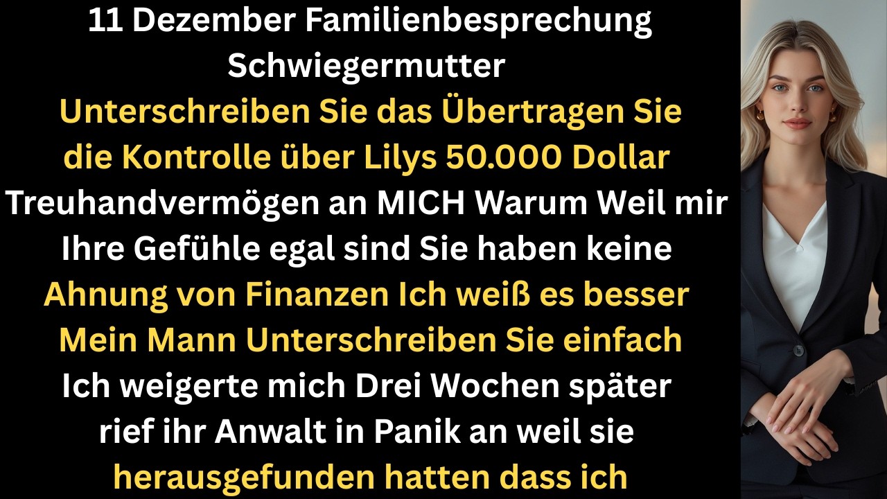Zwei Wochen vor Weihnachten sagte meine Schwiegermutter sie kümmere sich nicht um meine Tochter
