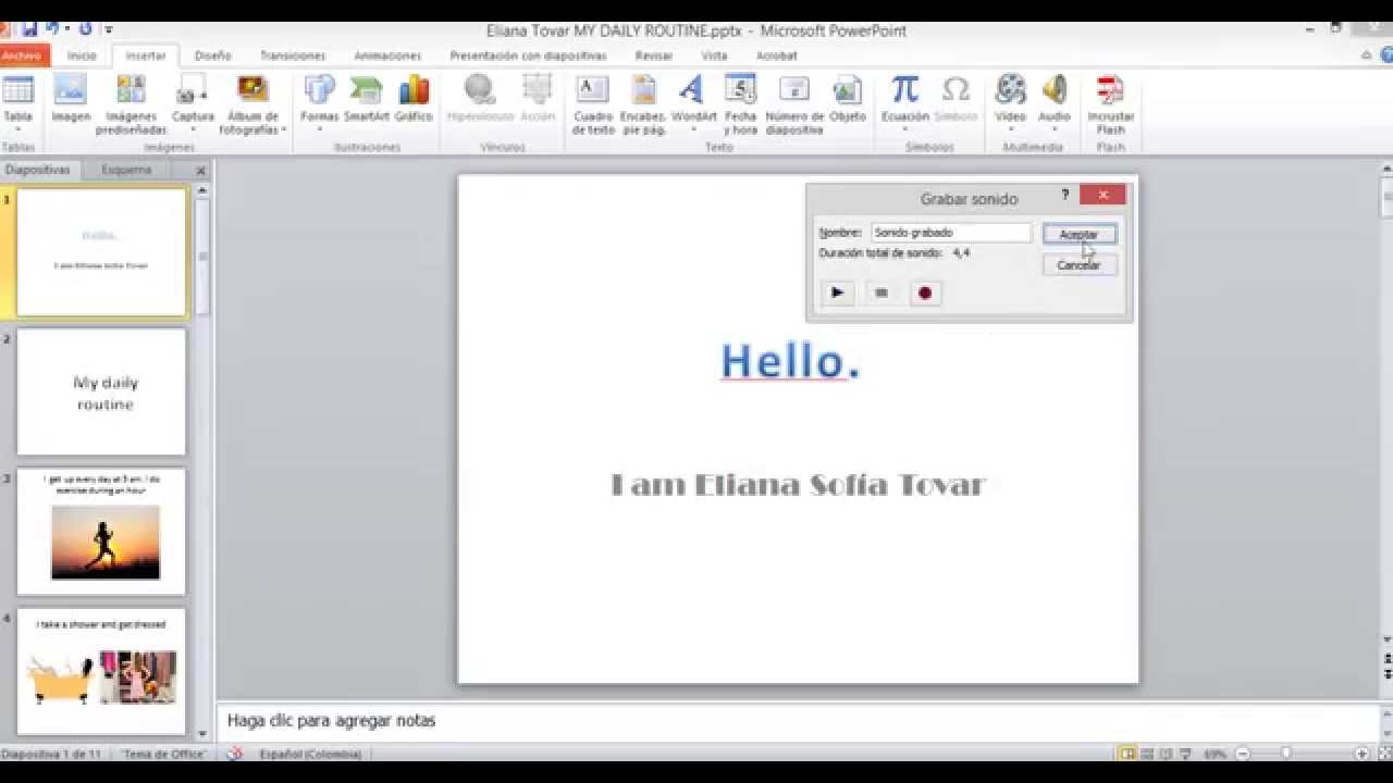 Grabar voz en Powerpoint