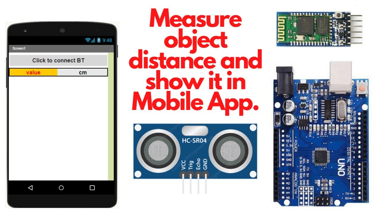 Measure object distance and show it in Mobile App | EasyMeasure App | Arduino | Ultrasonic | BT .