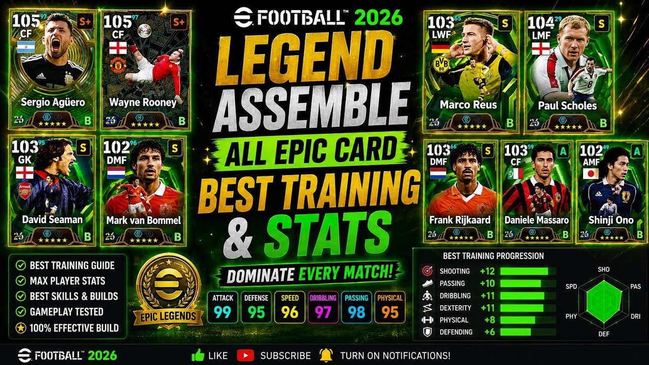 🔥 Legend Assemble! All Epic Cards Best Training & Full Stats Showing in eFootball 2026 Mobile