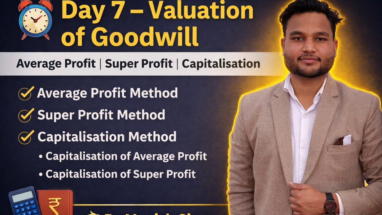 Day 7th Valuation of Goodwill | Average, Super & Capitalisation Method | Class 12 Accounts