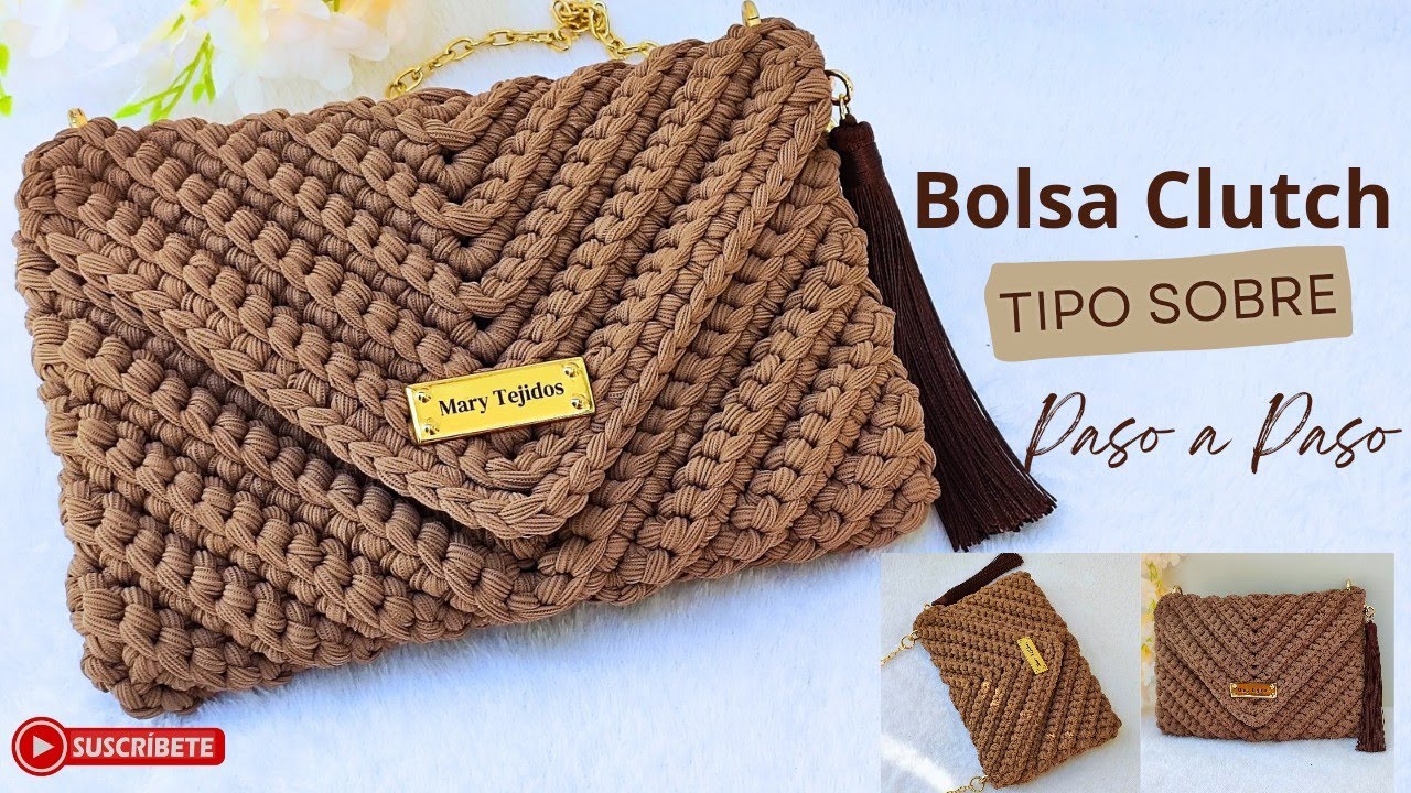 🔥Bolsa Clutch/ Tipo Sobre/ Tejida a Crochet (Elegante, facil, Economica) Paso a Paso