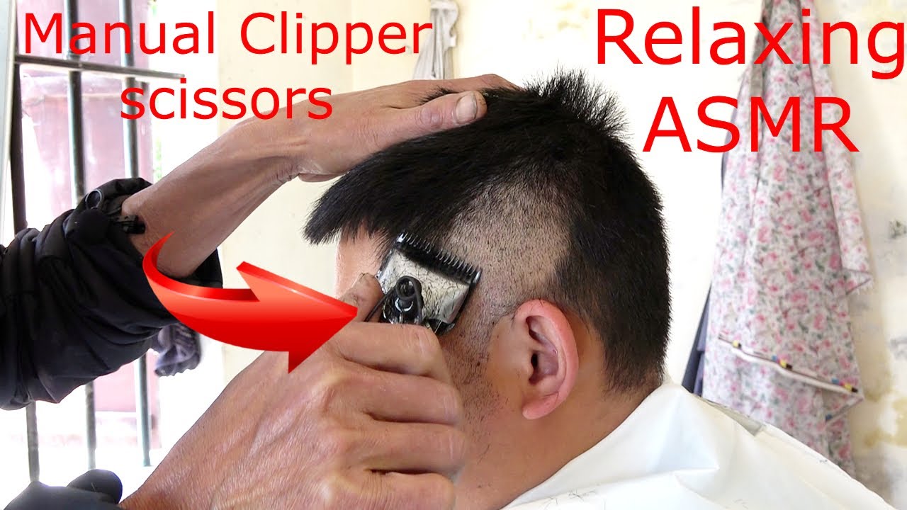 Relaxing ASMR Haircut with Manual Clipper and scissors | how to do a fade step by step #6