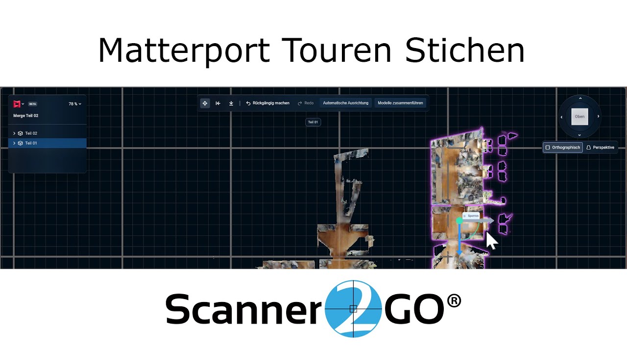 Zusammen von zwei Matterport Touren auf my.matterport.com - Scanner2GO