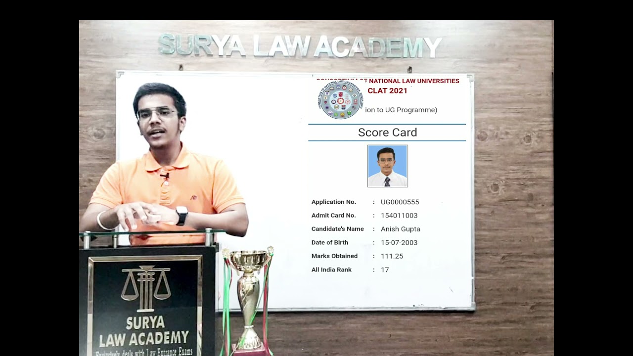 NLU Banglore Anish student of Surya Law Academy Share his story