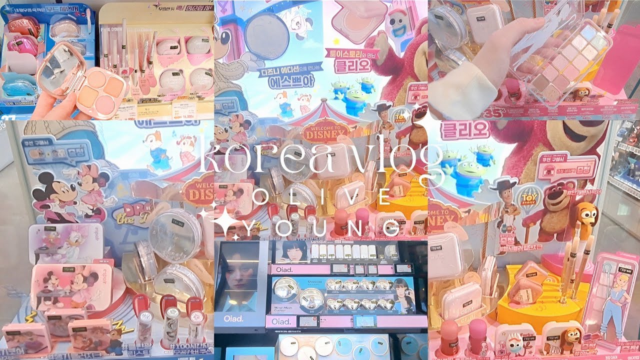 shopping in korea vlog🇰🇷 oliveyoung new  makeup & skincare 🎀 disney, hello kitty, snoopy collabs