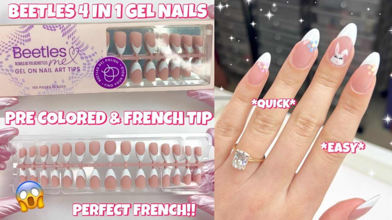 TRYING BEETLES FRENCH TIP 4 IN 1 SOFT GEL NAIL TIPS FROM AMAZON | EASY EASTER NAIL ART