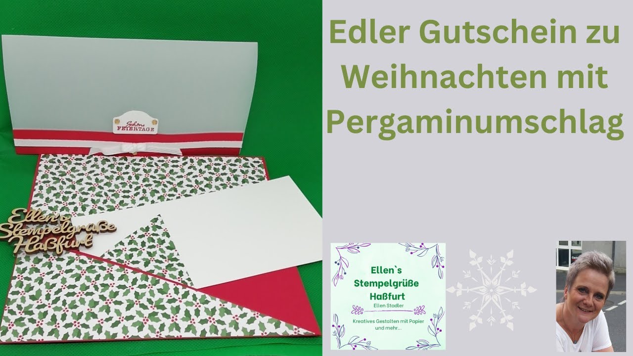 Weihnachtsgutschein mit  Hülle aus Pergamin und dem DSP Rentierspiele