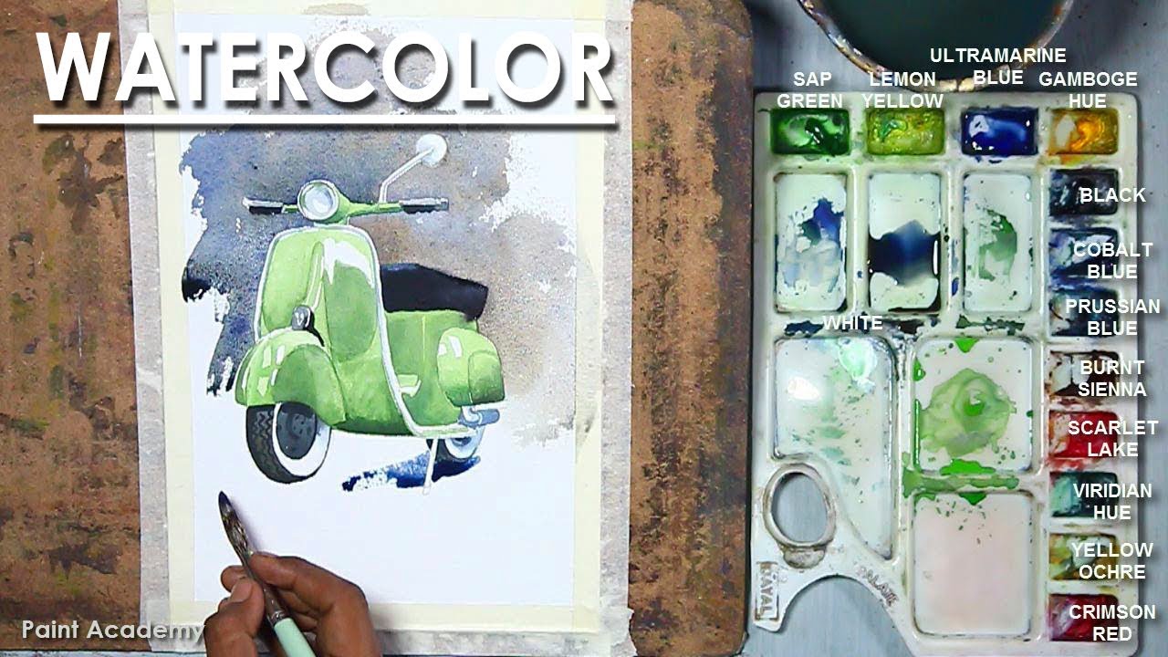 Watercolor Painting : Scooter