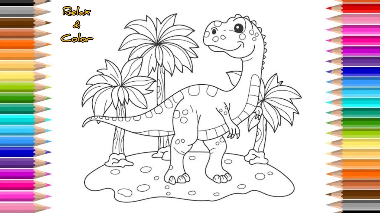 Relax & Color | Dinosaur Coloring Page 🦕 | Simple & Relaxing Coloring
