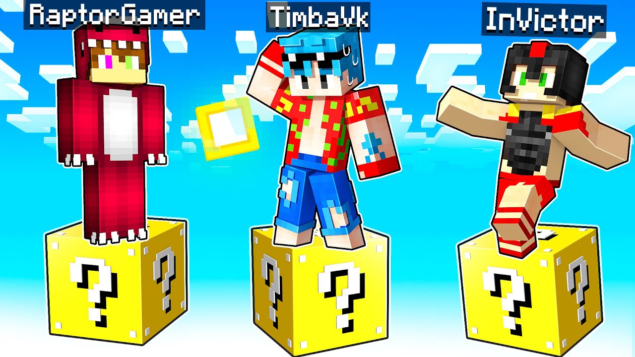 MINECRAFT pero SOBREVIVIMOS en 1 BLOQUE de LUCKY BLOCK 😱 Los COMPAS