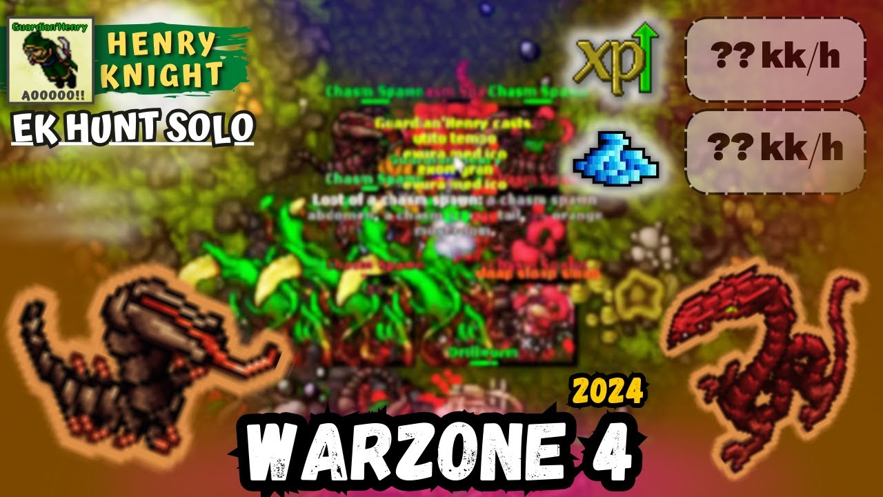 Tibia - Knight Level 998 Hunt Solo Warzone 4 (Deep Hub Magma Dungeon, Chasm Spawn) Ek Hunt Solo #190