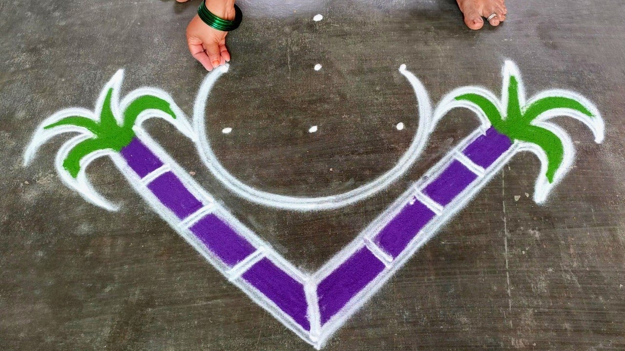 Pongal pot rangoli 2025🌹/5*1 sankranti chukala muggulu🌹/bhogi kundalu muggulu🌹/ Amazingrangoli
