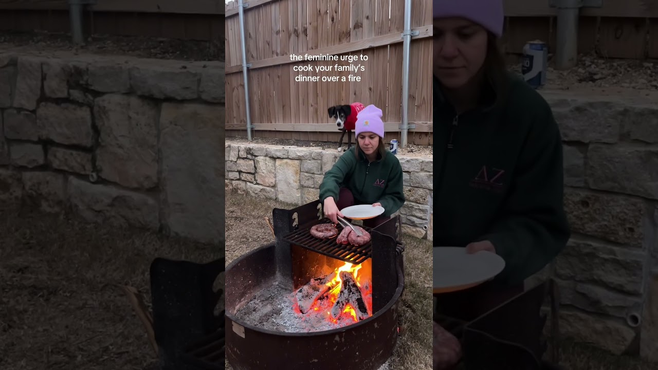 cooking dinner over a campfire 🔥#slowliving #campfirecooking #homemaker #homemade #homemadefood