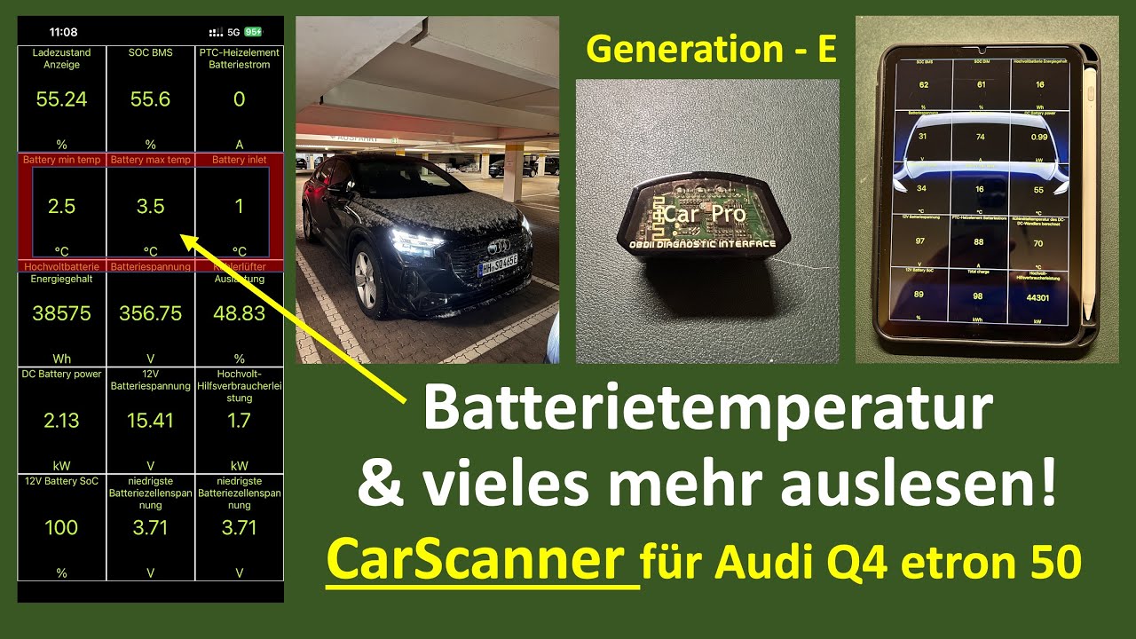 Audi Q4, Skoda Enyaq, VW ID3/ID4/ID5 - Batterietemperatur und vieles mehr auslesen mit CarScanner!