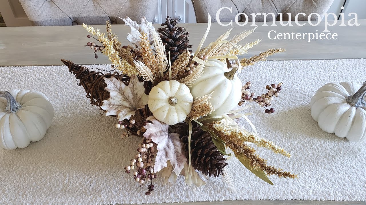 DIY Cornucopia Centerpiece | Cornucopia Arrangement | DIY Thanksgiving Centerpieces