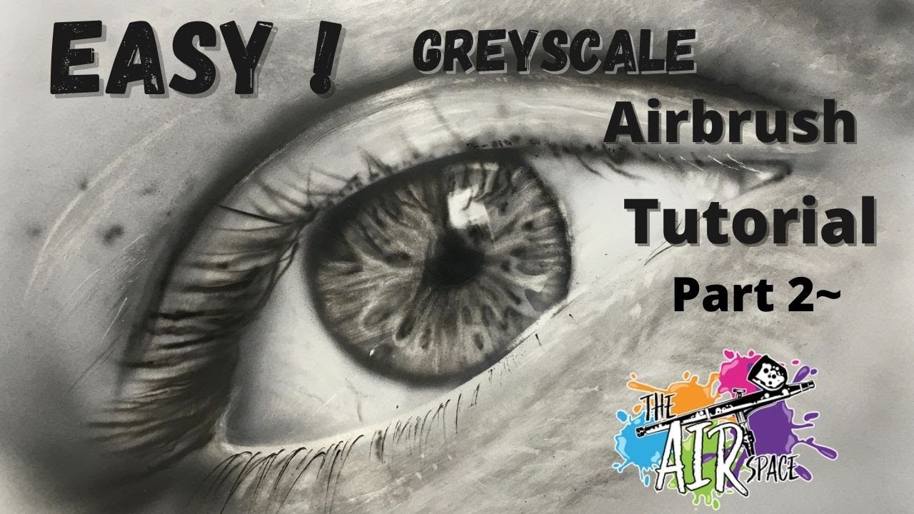 Learn to airbrush with this realistic eye painting tutorial in greyscale, part 2